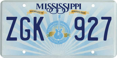 MS license plate ZGK927