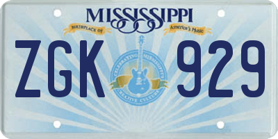 MS license plate ZGK929