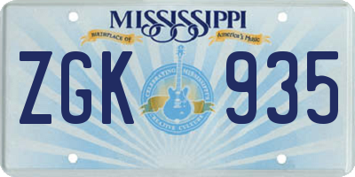 MS license plate ZGK935