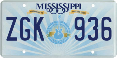 MS license plate ZGK936