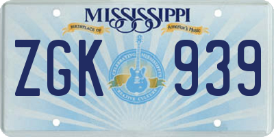 MS license plate ZGK939