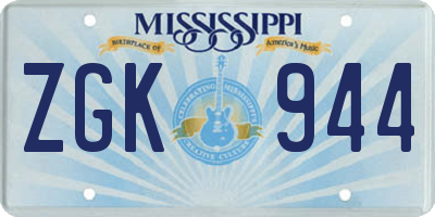 MS license plate ZGK944