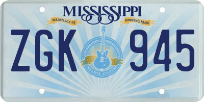 MS license plate ZGK945