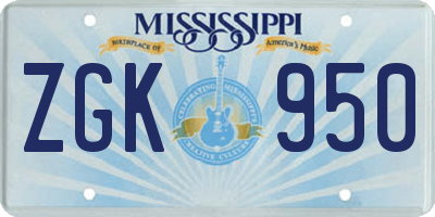 MS license plate ZGK950