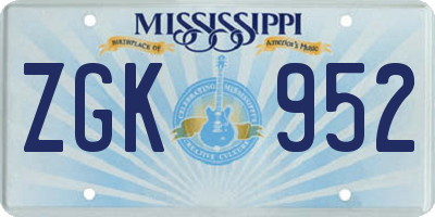 MS license plate ZGK952