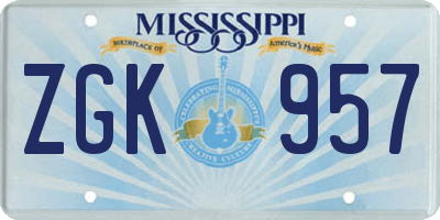 MS license plate ZGK957