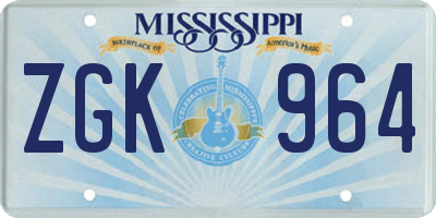 MS license plate ZGK964