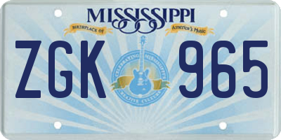 MS license plate ZGK965