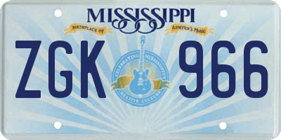 MS license plate ZGK966