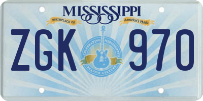 MS license plate ZGK970