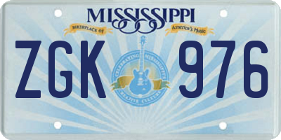 MS license plate ZGK976