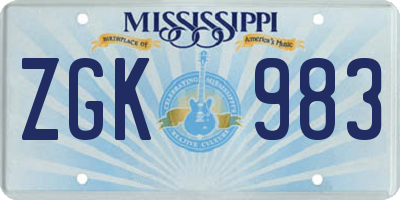 MS license plate ZGK983