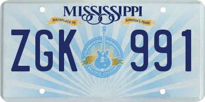 MS license plate ZGK991