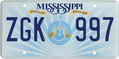 MS license plate ZGK997