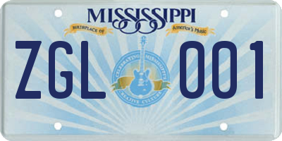 MS license plate ZGL001