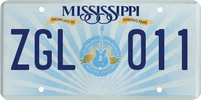 MS license plate ZGL011