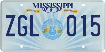MS license plate ZGL015