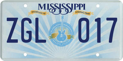 MS license plate ZGL017