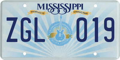 MS license plate ZGL019