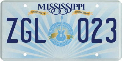 MS license plate ZGL023