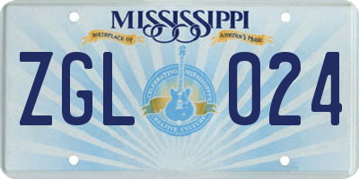 MS license plate ZGL024