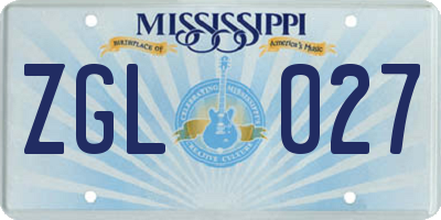 MS license plate ZGL027