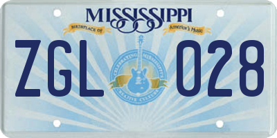 MS license plate ZGL028