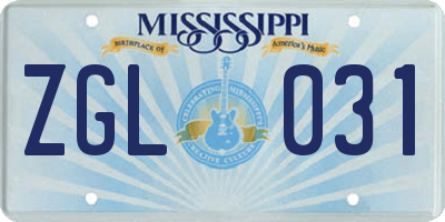 MS license plate ZGL031