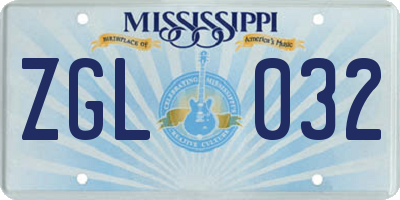 MS license plate ZGL032