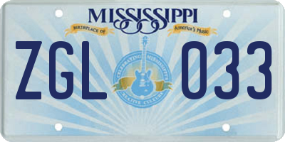MS license plate ZGL033