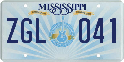 MS license plate ZGL041