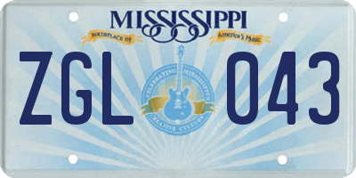 MS license plate ZGL043