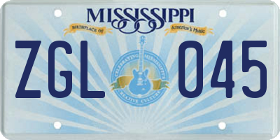 MS license plate ZGL045
