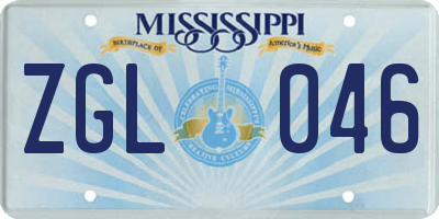 MS license plate ZGL046