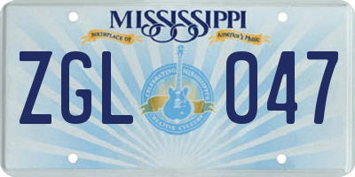 MS license plate ZGL047