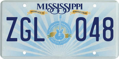 MS license plate ZGL048