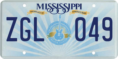 MS license plate ZGL049