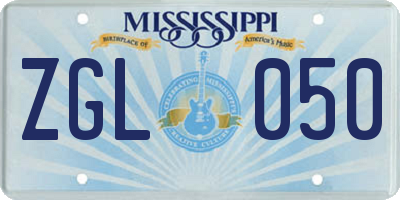 MS license plate ZGL050