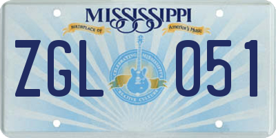 MS license plate ZGL051