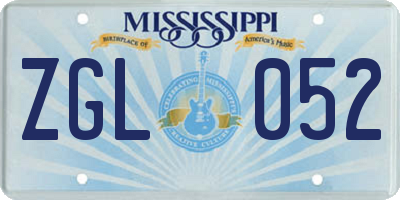 MS license plate ZGL052