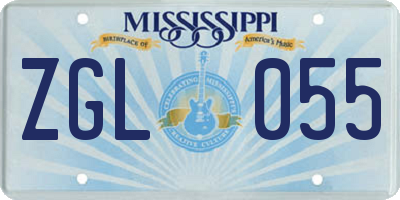 MS license plate ZGL055