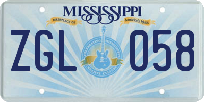 MS license plate ZGL058