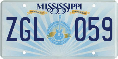 MS license plate ZGL059