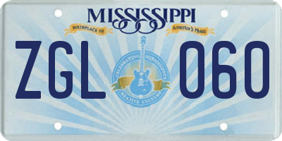 MS license plate ZGL060