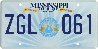 MS license plate ZGL061