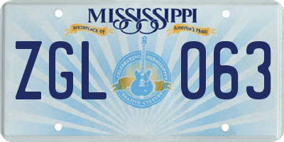 MS license plate ZGL063
