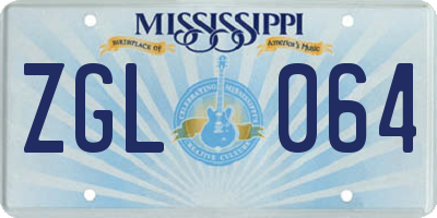 MS license plate ZGL064