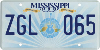 MS license plate ZGL065