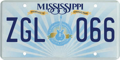 MS license plate ZGL066