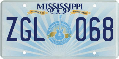 MS license plate ZGL068